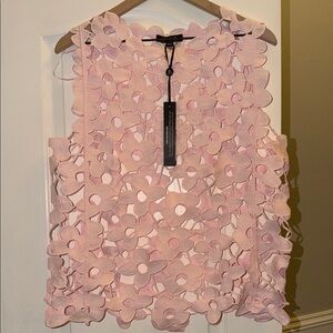 CHARLIE ❤️ Pink Floral Cutout Blouse M NWT $169